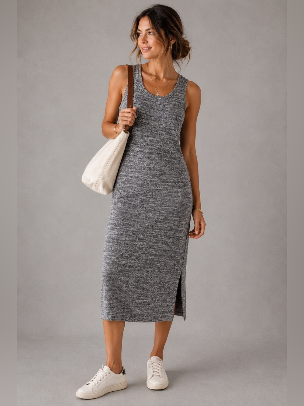 NWT GAP Gray Knit Maxi Dress Women’s Small Tie Front Cutout Sleeveless Casual